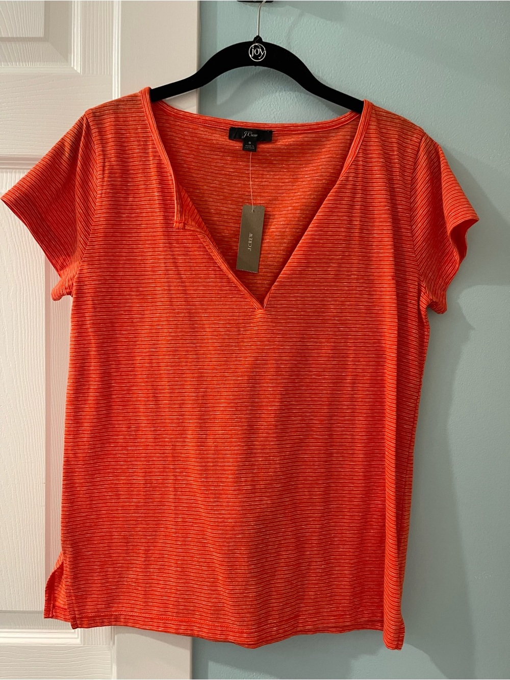 J.Crew NWT New Cotton V-Neck T-Shirt - Orange- Size Small